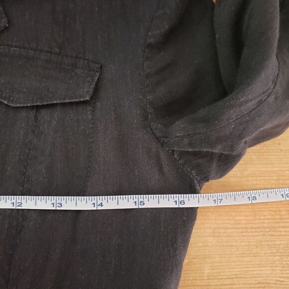 Theory Size 2 XSmall Black Linen Cropped Tie Waist Blazer Jacket - Picture 7 of 12